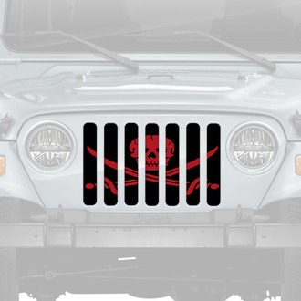 Dirty Acres® - 1-Pc Platinum Ahoy Matey Pirate Flag Style Dark Red Perforated Main Grille