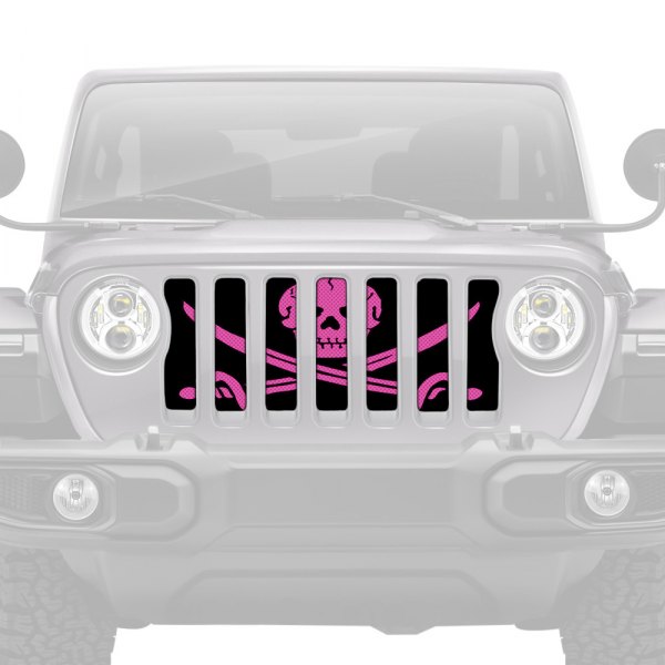 Dirty Acres® - 1-Pc Platinum Ahoy Matey Pirate Flag Style Hot Pink Perforated Main Grille