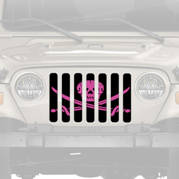 Dirty Acres® - 1-Pc Platinum Ahoy Matey Pirate Flag Style Hot Pink Perforated Main Grille