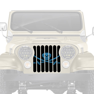 Dirty Acres® - 1-Pc Platinum Ahoy Matey Pirate Flag Style Oasis Blue Perforated Main Grille