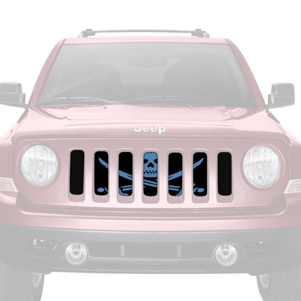 Dirty Acres® - 1-Pc Platinum Ahoy Matey Pirate Flag Style Oasis Blue Perforated Main Grille