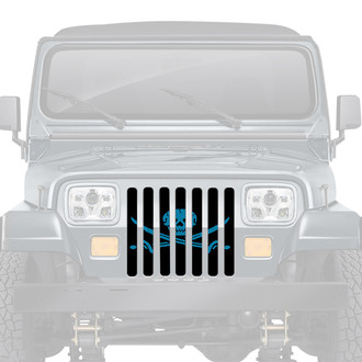 Dirty Acres® - 1-Pc Platinum Ahoy Matey Pirate Flag Style Oasis Blue Perforated Main Grille