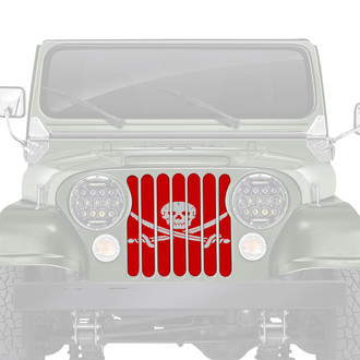 Dirty Acres® - 1-Pc Platinum Ahoy Matey Pirate Flag Style Red Perforated Main Grille