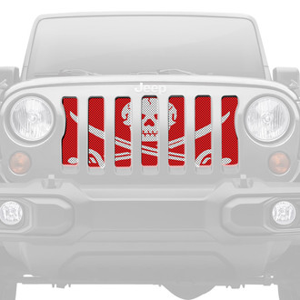 Dirty Acres® - 1-Pc Platinum Ahoy Matey Pirate Flag Style Red Perforated Main Grille