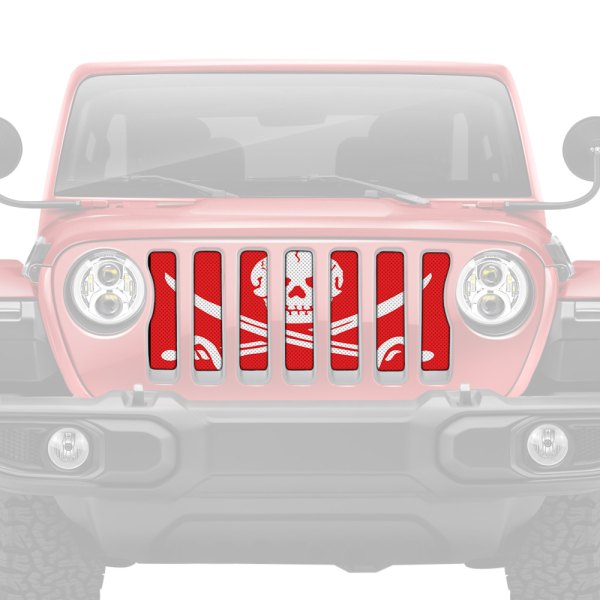 Dirty Acres® - 1-Pc Platinum Ahoy Matey Pirate Flag Style Red Perforated Main Grille