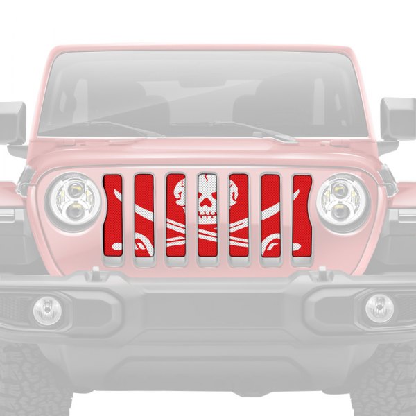 Dirty Acres® - 1-Pc Platinum Ahoy Matey Pirate Flag Style Red Perforated Main Grille