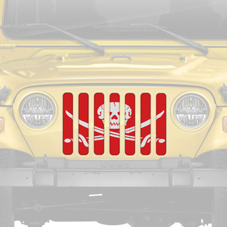 Dirty Acres® - 1-Pc Platinum Ahoy Matey Pirate Flag Style Red Perforated Main Grille