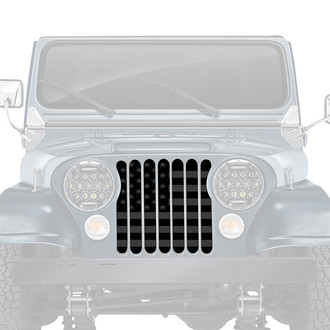 Dirty Acres® - 1-Pc Platinum American Flag Style Blacked Out Perforated Main Grille