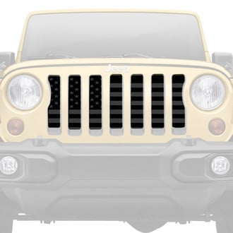 Dirty Acres® - 1-Pc Platinum American Flag Style Blacked Out Perforated Main Grille