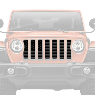 Dirty Acres® - 1-Pc Platinum American Flag Style Blacked Out Perforated Main Grille