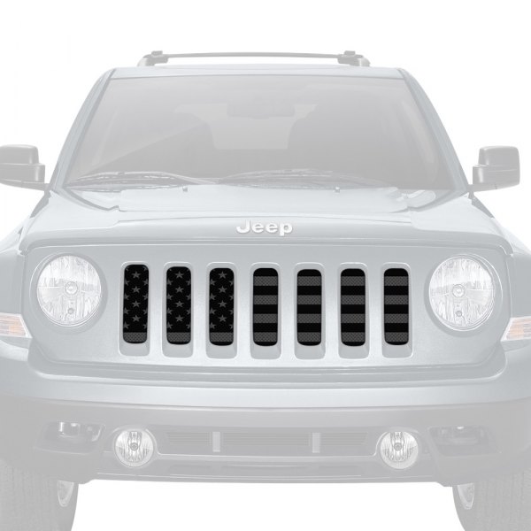 Dirty Acres® - 1-Pc Platinum American Flag Style Blacked Out Perforated Main Grille