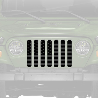Dirty Acres® - 1-Pc Platinum American Flag Style Blacked Out Perforated Main Grille