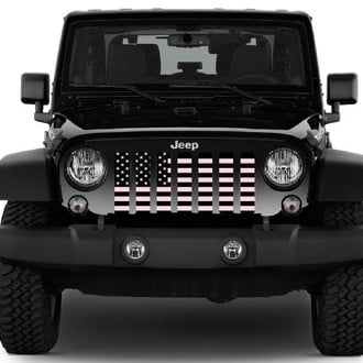 Dirty Acres® - 1-Pc Platinum Black and Baby Pink American Flag Style Perforated Main Grille