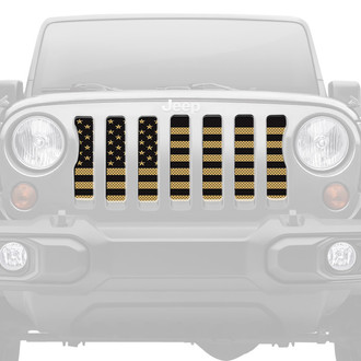 Dirty Acres® - 1-Pc Platinum American Flag Style Black/Gold Perforated Main Grille