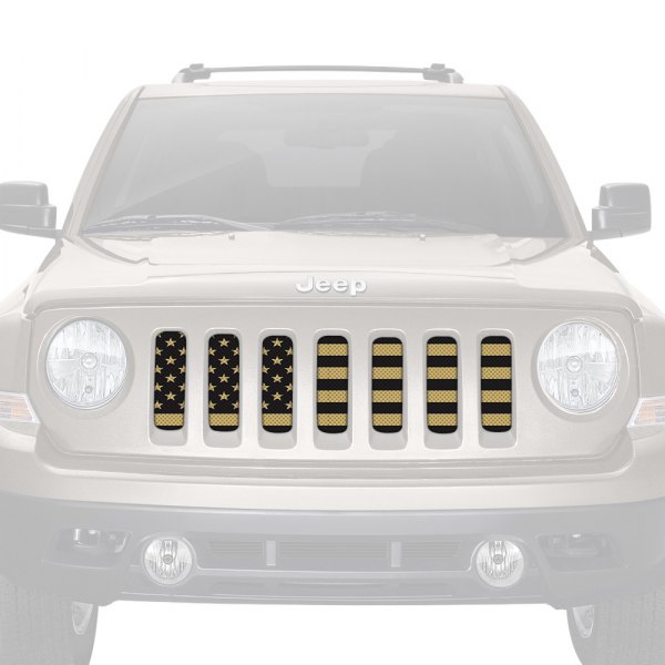 Dirty Acres® - 1-Pc Platinum American Flag Style Black/Gold Perforated Main Grille