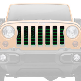 Dirty Acres® - 1-Pc Platinum American Flag Style Black/Green Perforated Main Grille