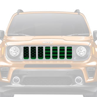 Dirty Acres® - 1-Pc Platinum American Flag Style Black/Green Perforated Main Grille