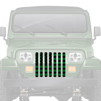 Dirty Acres® - 1-Pc Platinum American Flag Style Black/Green Perforated Main Grille