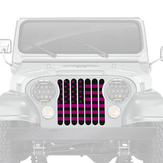 Dirty Acres® - 1-Pc Black and Hot Pink American Flag Style Perforated Main Grille