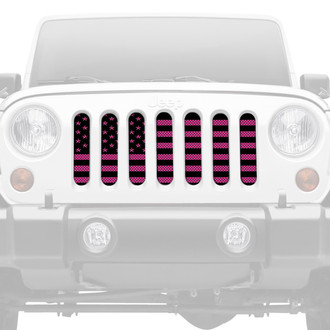 Dirty Acres® - 1-Pc Black and Hot Pink American Flag Style Perforated Main Grille