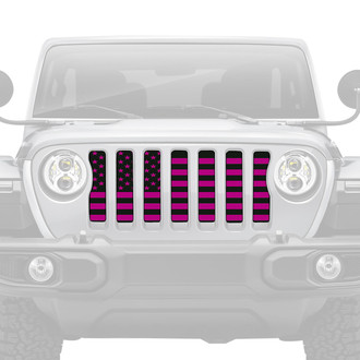 Dirty Acres® - 1-Pc Black and Hot Pink American Flag Style Perforated Main Grille