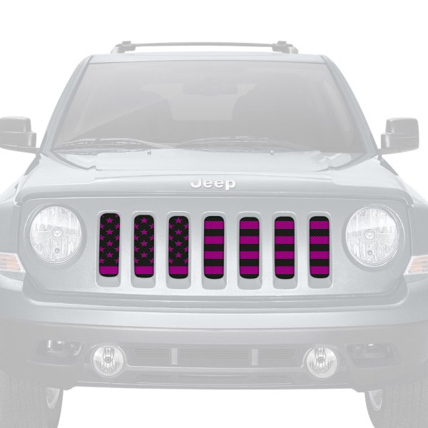 Dirty Acres® - 1-Pc Black and Hot Pink American Flag Style Perforated Main Grille