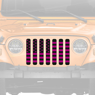 Dirty Acres® - 1-Pc Black and Hot Pink American Flag Style Perforated Main Grille