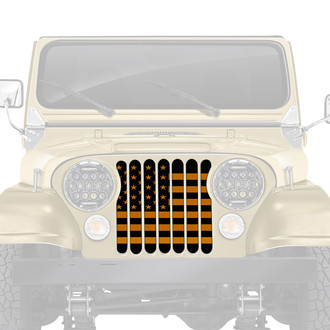 Dirty Acres® - 1-Pc Platinum American Flag Style Black/Orange Perforated Main Grille