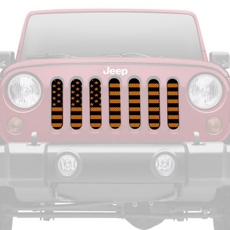Dirty Acres® - 1-Pc Platinum American Flag Style Black/Orange Perforated Main Grille