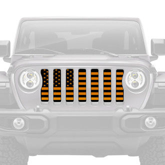Dirty Acres® - 1-Pc Platinum American Flag Style Black/Orange Perforated Main Grille