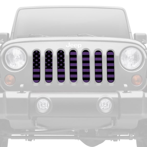 Dirty Acres® - 1-Pc Platinum American Flag Style Black/Purple Perforated Main Grille