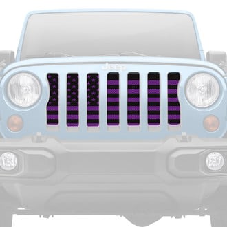 Dirty Acres® - 1-Pc Platinum American Flag Style Black/Purple Perforated Main Grille