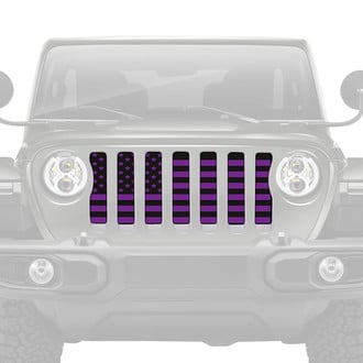 Dirty Acres® - 1-Pc Platinum American Flag Style Black/Purple Perforated Main Grille