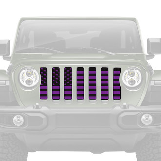Dirty Acres® - 1-Pc Platinum American Flag Style Black/Purple Perforated Main Grille
