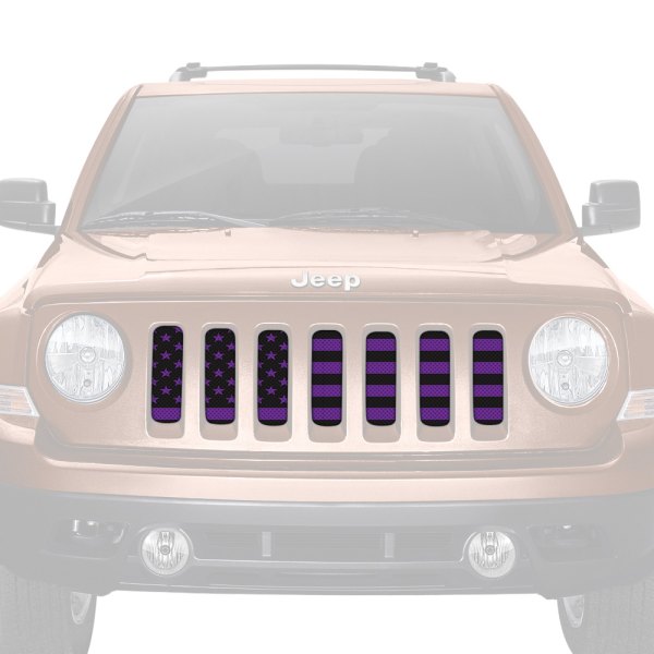Dirty Acres® - 1-Pc Platinum American Flag Style Black/Purple Perforated Main Grille