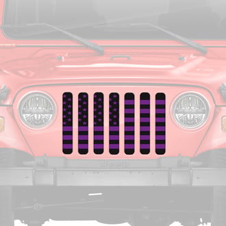 Dirty Acres® - 1-Pc Platinum American Flag Style Black/Purple Perforated Main Grille