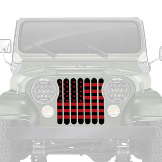 Dirty Acres® - 1-Pc Platinum American Flag Style Black/Red Perforated Main Grille
