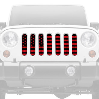 Dirty Acres® - 1-Pc Platinum American Flag Style Black/Red Perforated Main Grille