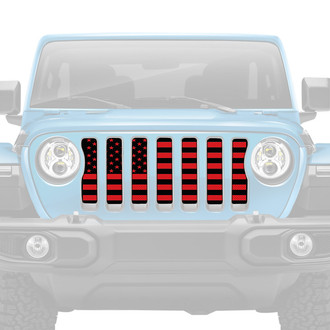 Dirty Acres® - 1-Pc Platinum American Flag Style Black/Red Perforated Main Grille