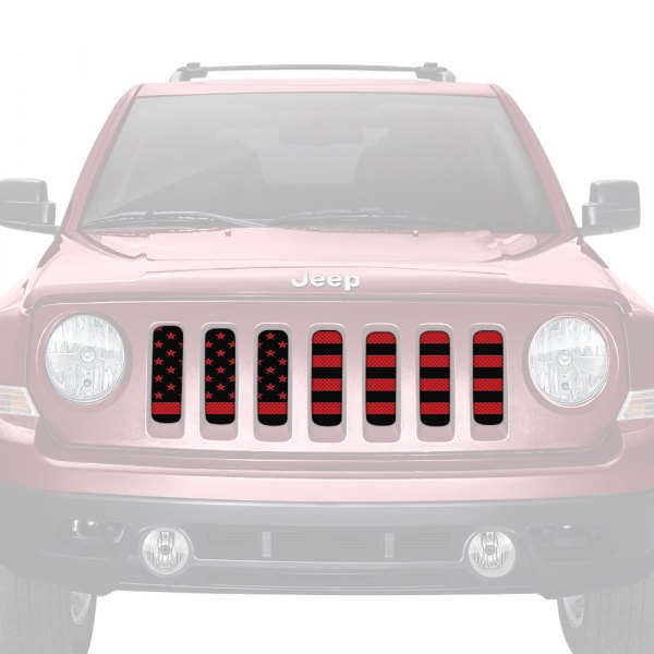 Dirty Acres® - 1-Pc Platinum American Flag Style Black/Red Perforated Main Grille