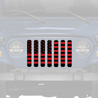 Dirty Acres® - 1-Pc Platinum American Flag Style Black/Red Perforated Main Grille