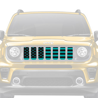 Dirty Acres® - 1-Pc Platinum American Flag Style Black/Teal Perforated Main Grille
