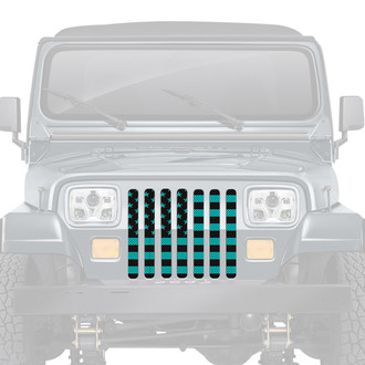 Dirty Acres® - 1-Pc Platinum American Flag Style Black/Teal Perforated Main Grille