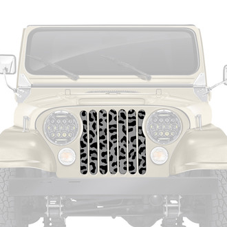 Dirty Acres® - 1-Pc Platinum Gray Leopard Print Style Perforated Main Grille