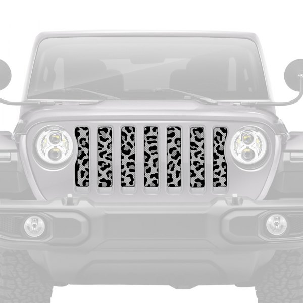 Dirty Acres® - 1-Pc Platinum Gray Leopard Print Style Perforated Main Grille