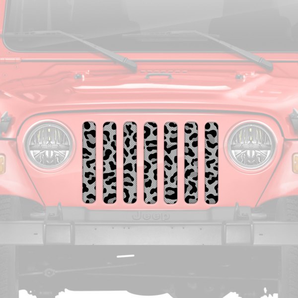 Dirty Acres® - 1-Pc Platinum Gray Leopard Print Style Perforated Main Grille