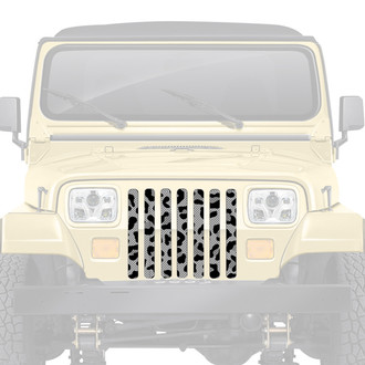 Dirty Acres® - 1-Pc Platinum Gray Leopard Print Style Perforated Main Grille