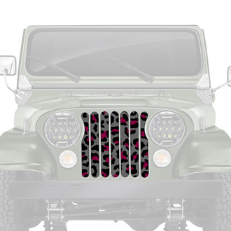 Dirty Acres® - 1-Pc Platinum Leopard Print Style Gray/Pink/Black Perforated Main Grille