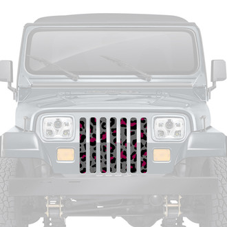 Dirty Acres® - 1-Pc Platinum Leopard Print Style Gray/Pink/Black Perforated Main Grille