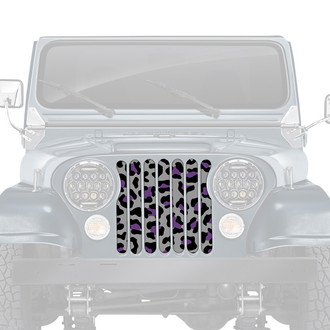 Dirty Acres® - 1-Pc Platinum Leopard Print Style Gray/Purple/Black Perforated Main Grille